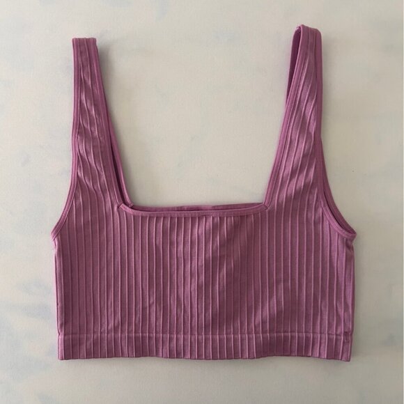 Anthropologie Purple Seamless Ribbed Snap Front Bra - Picture 2 of 6